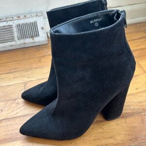NWOT Fashion Nova Woman’s Size 9 Black Vegan Suede Ankle Booties